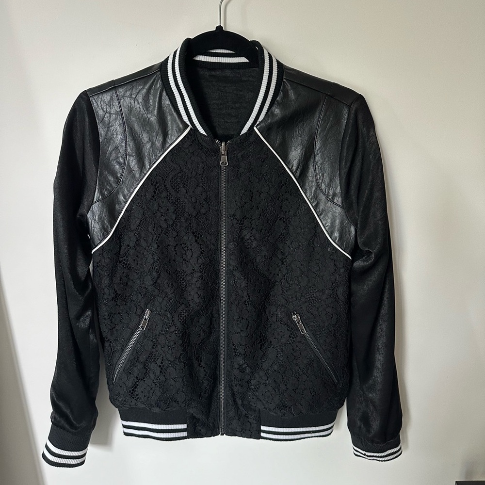 Leather, Lace, Satin Reversible Bomber Jacket